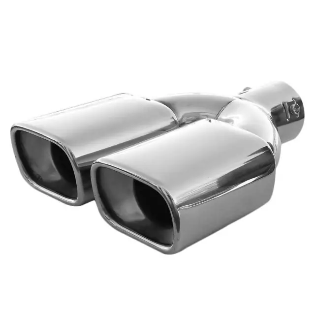 Universal Twin Double Exhaust Tip Trim Pipe Tail Muffler Chrome Stainless Steel