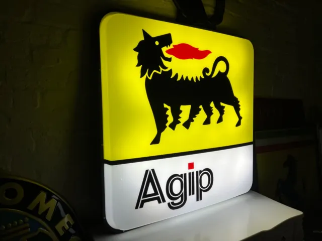 RARE 1990’s AGIP GAS STATION ILLUMINATED SIGN DEALER GARAGE SHOWROOM FERRARI