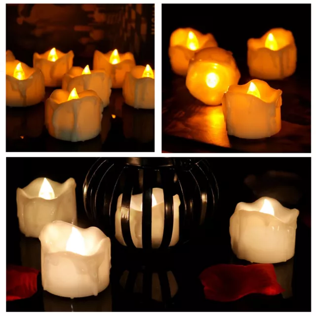 12/24 x LED Tea Lights With Flash and Timer Flameless Flickering Candles Light