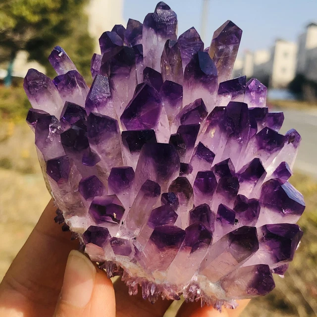 280g New Find purpl Phantom Quartz Crystal Cluster Mineral Specimen Healing 2