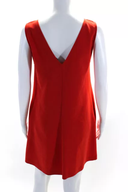 Theory Womens V-Neck Darted Sleeveless Pullover A-Line Mini Dress Red Size S 3
