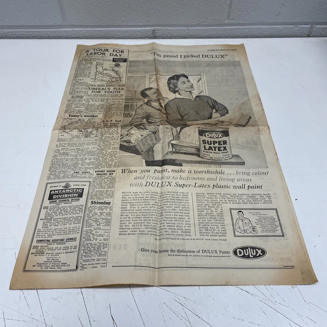 ORIGINAL VINTAGE NEWSPAPER Advertisement Dulux Paint Clipping Retro Plastic EUR 6,49 PicClick DE