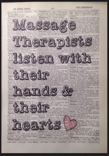 Massage Therapist Quote Vintage Dictionary Page Wall Art Print Picture Beauty