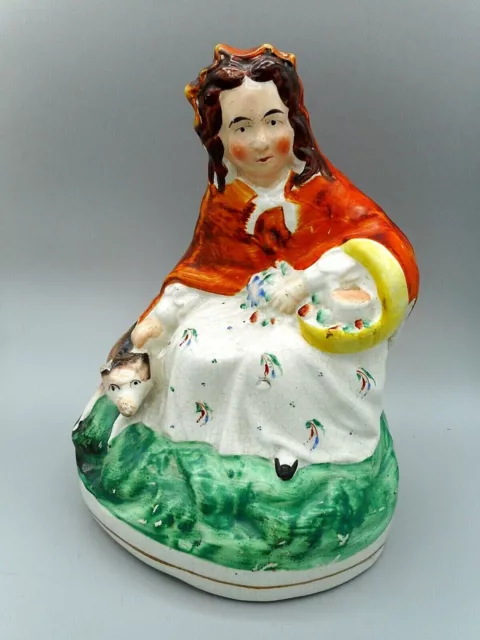 Antique 19Th Century Staffordshire Figure Little Red Riding Hood And Bad Woolf