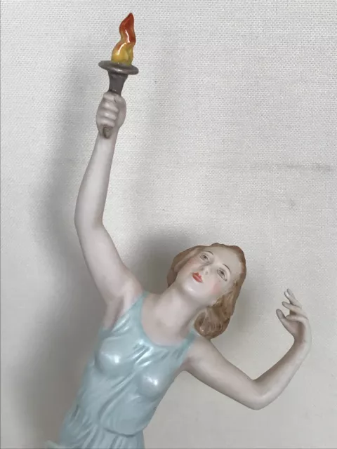 ROSENTHAL Art Deco Figur Frau mit Fackel Oppel #1951 Akt PORCELAIN NUDE FIGURINE
