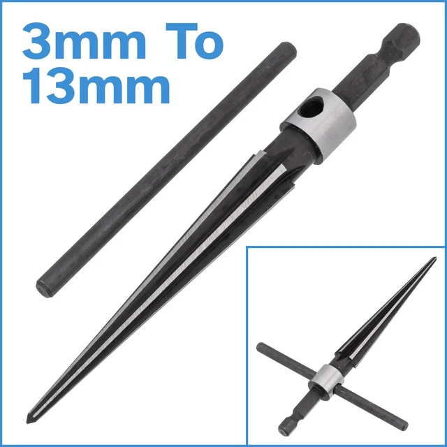 3mm - 13mm Taper Hand Reamer Bridge Pin Hole Wood Metal T Handle Cutter Bit Tool