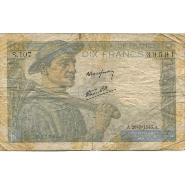 [#129103] France, 10 Francs Mineur, 1946, 1946-09-26, G, Fayette:8.15, KM:99, e