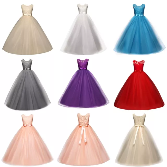 Girls Ball Gown Dress Wedding Princess Bridesmaid Party Prom Birthday for Kids