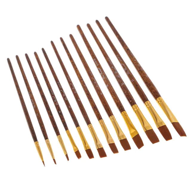 Set di pennelli professionali per pitture ad olio acrilico, manico lungo, 7