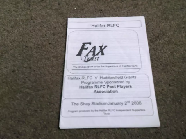 Halifax Rlfc V Huddersfield Giants Friendly 2Nd January 2006