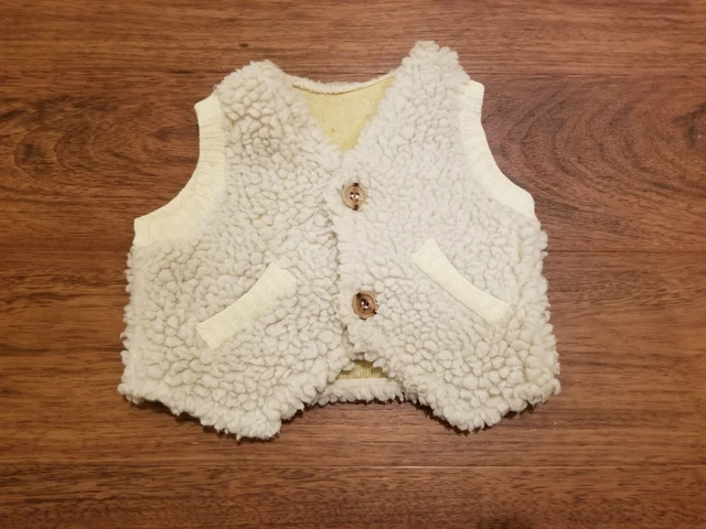 Vintage Sherpa Vest Baby Faux Sheep Skin Fur 12m Allegheny 1980s Prop Costume