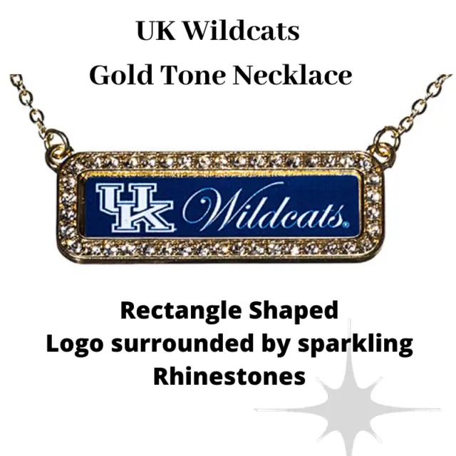 KENTUCKY WILDCATS Jewelry NECKLACE Gold Tone chain Rhinestone Pendant fan gift
