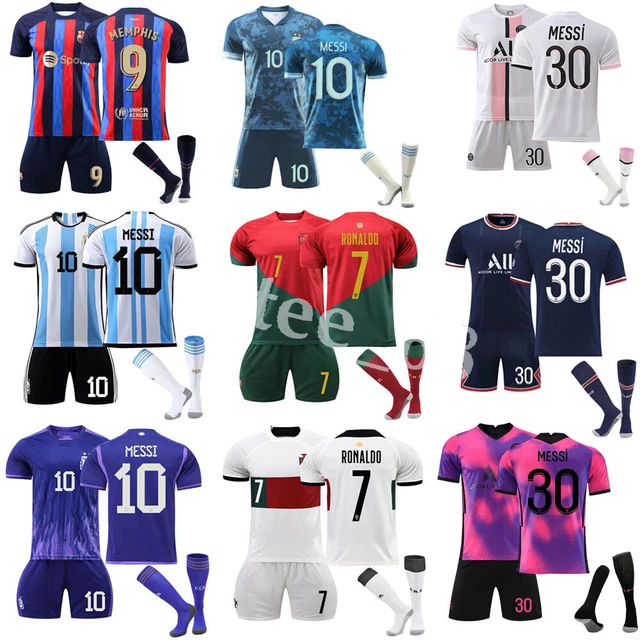 23-24 Adults Kids Kits Training Suits Short Shirt+Shorts+Sock Sports Sets UK