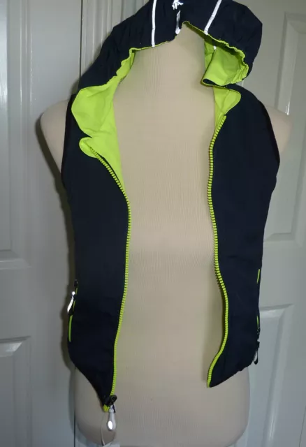 Gilet con cappuccio reversibile nuovo con etichette per bambini B'Rep giallo neon. Età 5,6,7 anni 2