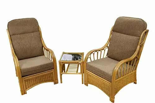 Sorrento Cane Conservatory Furniture Duo Set- 2 Chairs and a Side Table-coffee