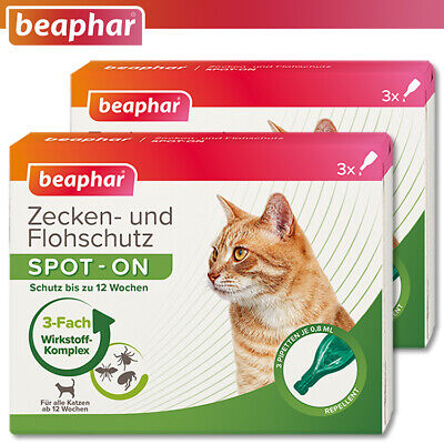 Beaphar 2 X Ixodes Et Protection Anti-puce Spot-On pour Chats (Chaque 3 x 0,8