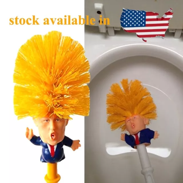 Fun Gag Toy Trump Toilet Brush - Plastic Bristles Bathroom Cleaning Brush Tool