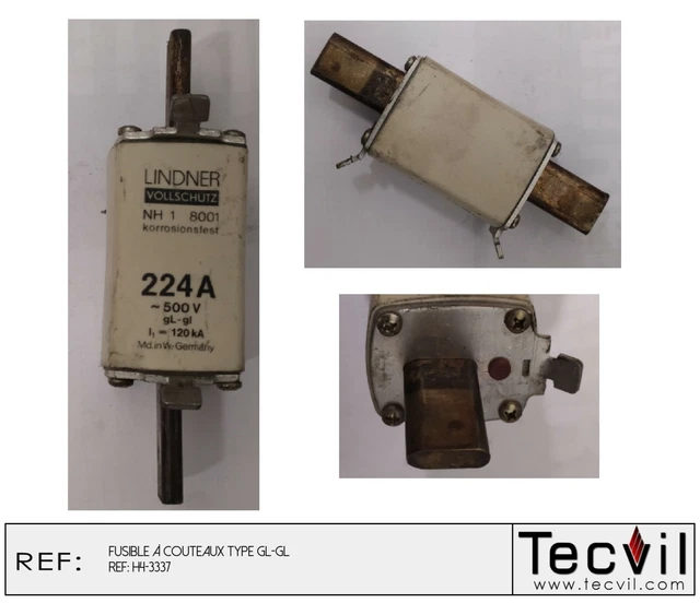 Lindner Vollschutz NH1 8001 224A - Fusible à couteaux Type gL-gl lot 2 pièces