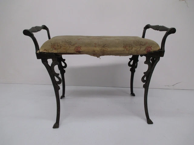 Antique Vtg Verona Piano Vanity Bench Seat Stool Cast Iron Metal Legs Victorian Antique Vtg Verona Piano Vanity Bench Seat Stool Cast Iron Metal Legs Victorian