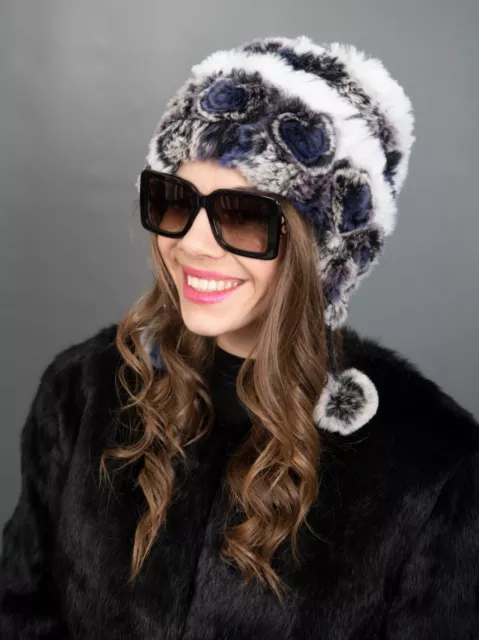 675 New Wonderful Real Rex Chinchilla Hat Luxury Fur Beautiful Look