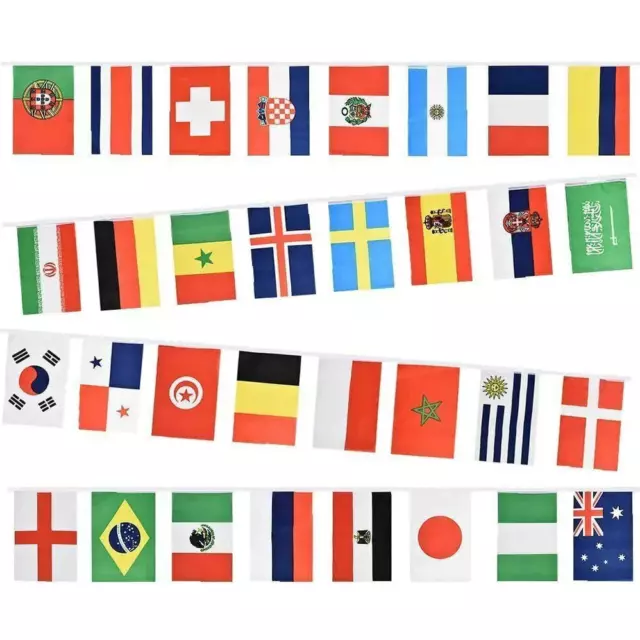 Job lot 24 sets 32 Countries International String Flags Bunting Banner 9m