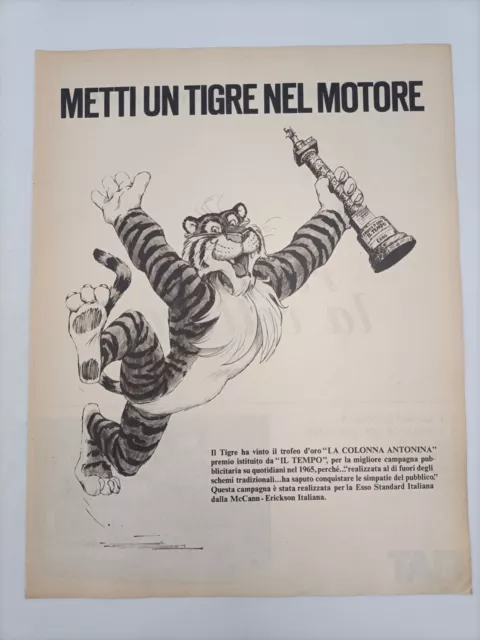 Clipping Ritaglio Pubblicità Advertising 1966 ESSO Metti un Tigre nel Motore