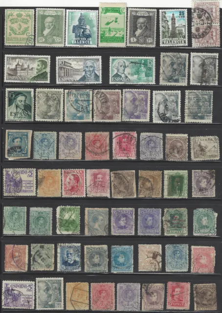 Old Collection 59 Different Spain Stamps 1920's Very Rare