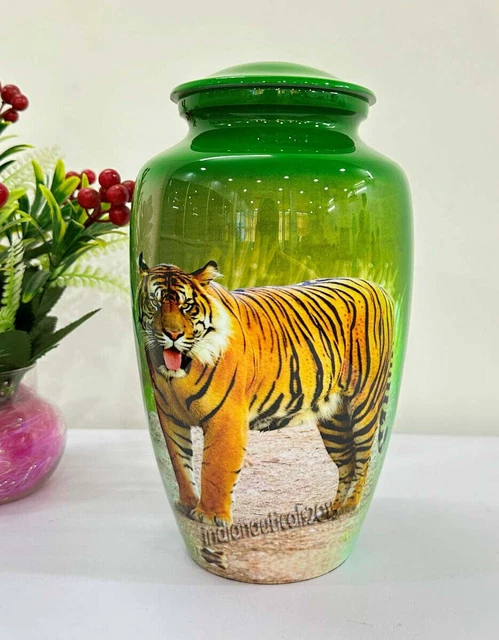 Beautiful Cremation Urn Walking Lion Print Urns Handcrafted Memorial Urns