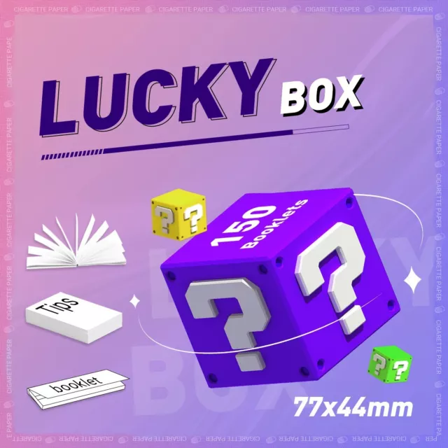 Lucky Box 150 Booklets Rolling Paper 1 1/4 Size 77x44mm Random Pack