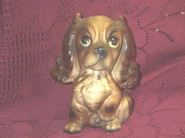 Vintage Cocker Spaniel Puppy Dog Big Eyes figurine Ceramic 5 1/2" Tall Sitting