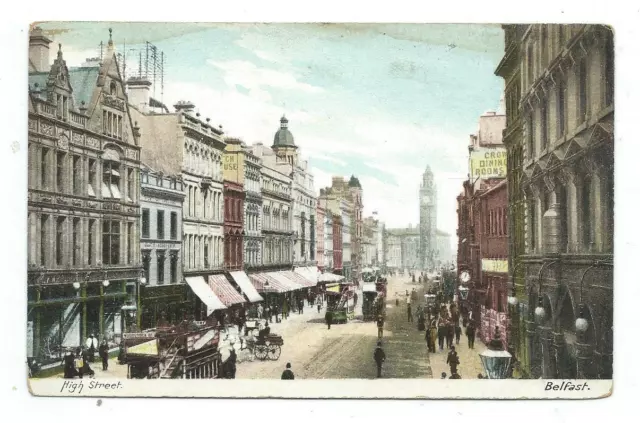 Northern Ireland Belfast High Street 8239 W Lawrence Dublin Postcard c.1900's