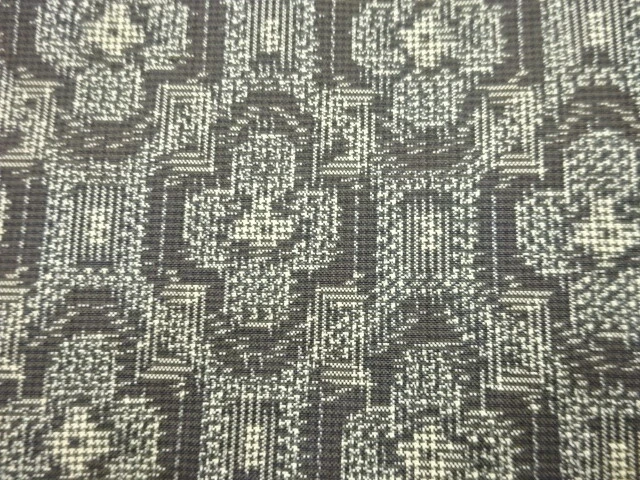 6839135: Japanese Kimono / Antique Kimono / Doro Oshima Tsumugi / Woven Abstract