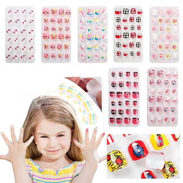 24 Piezas Uñas Artificiales Para Niños Y Niños Para Imprimir Completas ⌒