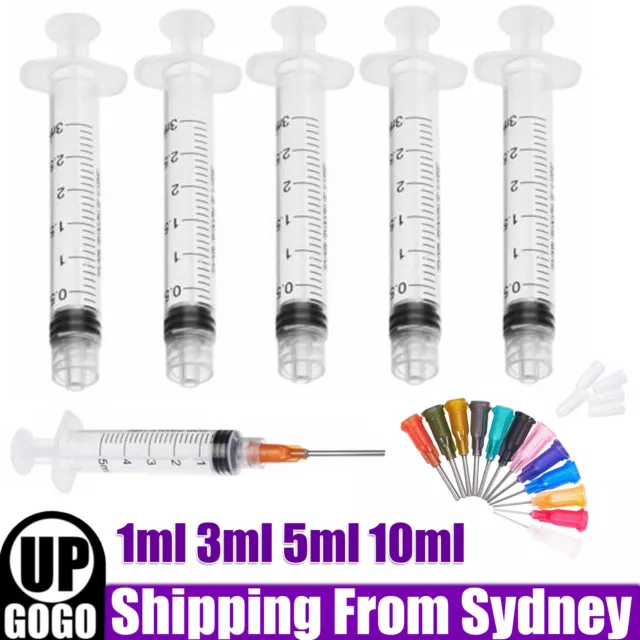 5/10x 1ml 3ml 5ml 10ml Luer Lock Syringes+ 14G-25G Blunt Tip Needles and Caps AU