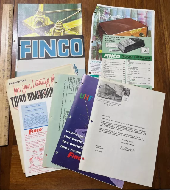 Lot of paper ephemera 1960's FINCO FM Stereo Antennas Brochures Letterhead