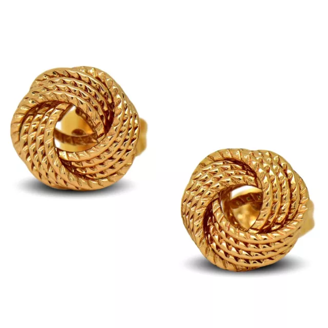 18ct Gold Filled Womens Love Knot Stud Earrings 18K GF