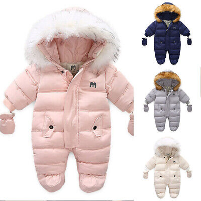 Baby Jumpsuit Hooded Overalls Children Outerwear Kids Snowsuit Boy Girl Winter
