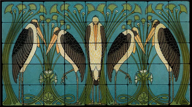 Art Nouveau Marabou Stone Marble Tile Mural Backsplash 36x20 William Morris