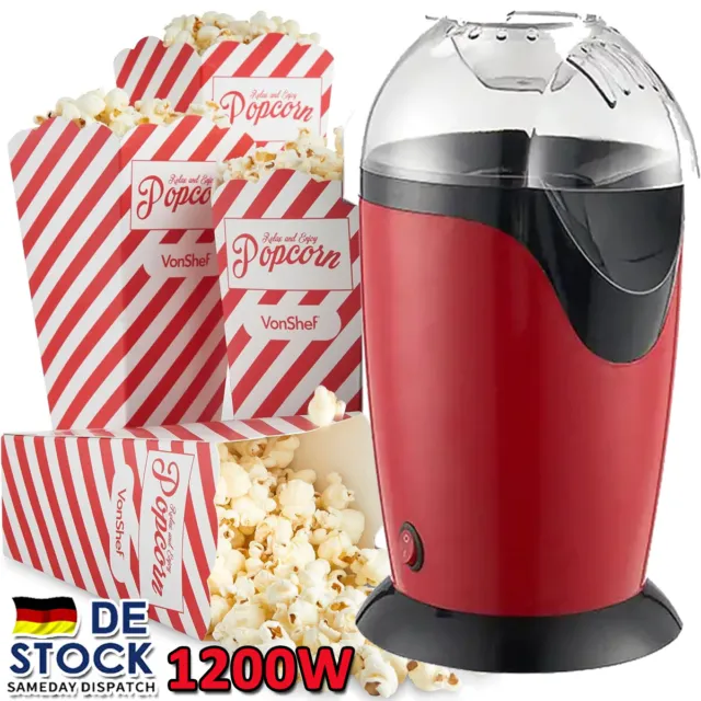 Popcornmaschine Popcorn Maker Ohne Fett ÖlHeißluft Snack Fettfrei Ölfrei Popkorn