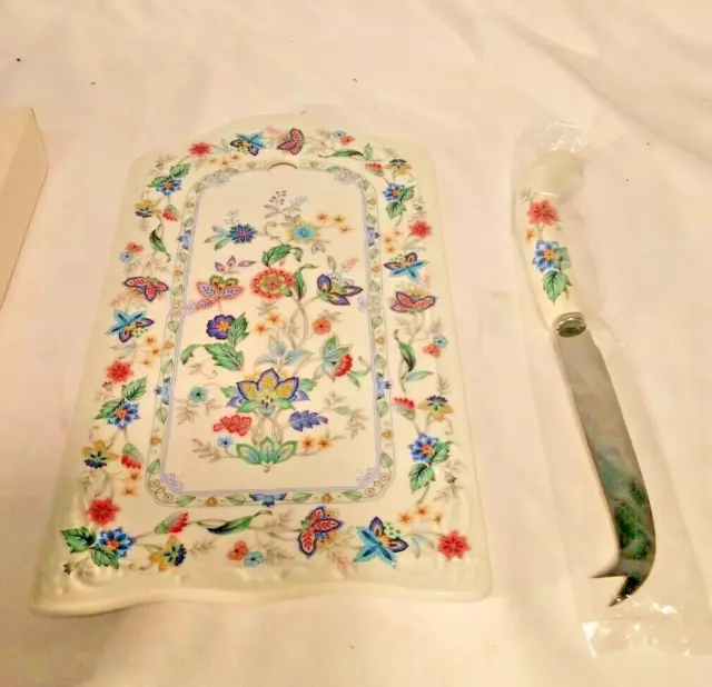 New Porcelain cheese board and knife Still in box made in Japan Andrea by Sadek