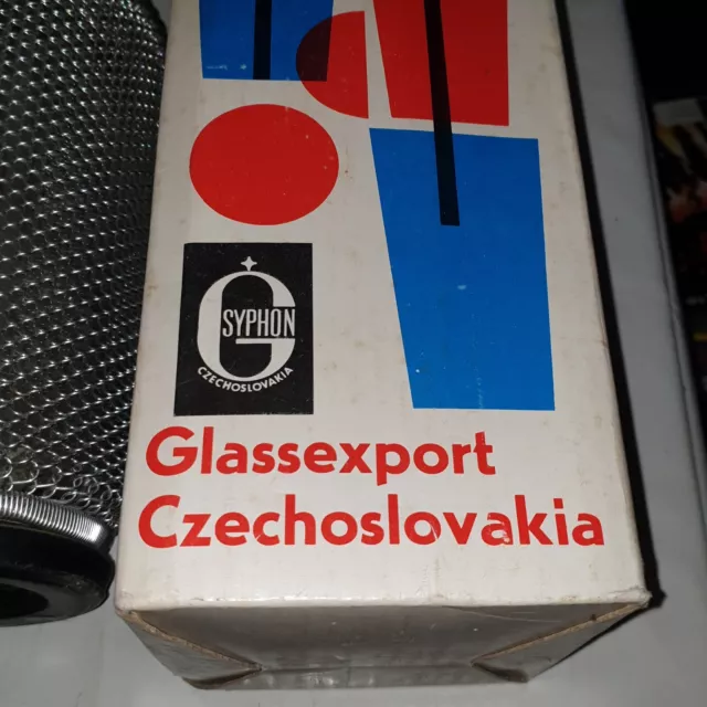 Vintage Glassexport Czechoslovakia Soda Syphon Bohemia glass Box & Instructions 3