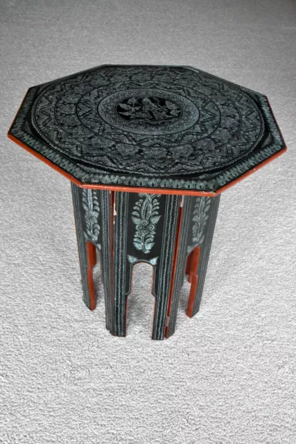 Burmese Laquer Oriental South East Asian Octagonal Folding Table