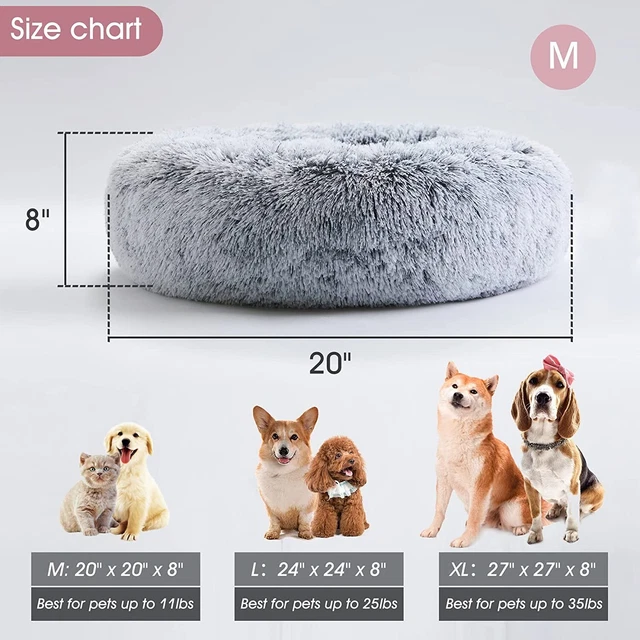 Donut plush Pet Dog Cat Bed Fluffy Soft Warm Calming Bed Sleeping Kennel Nest