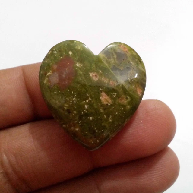 Incredibile cabochon a forma di cuore in diaspro Unakite 65,25 Crt Gemma...