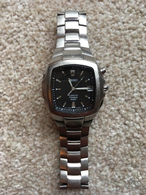 SEIKO KINETIC TITANIUM 5M62 0BK0 Mens Watch Used No Reserve Free