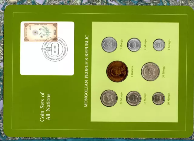Coin Sets of All Nations Mongolia w/card 1971-1981 UNC 50 Mongo 1980 Tugrik 1971