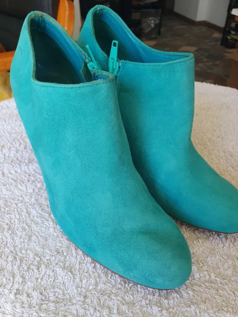 MINELLI  Bottines Boots Nubuck Turquoise Doublées Cuir T 38 TBE