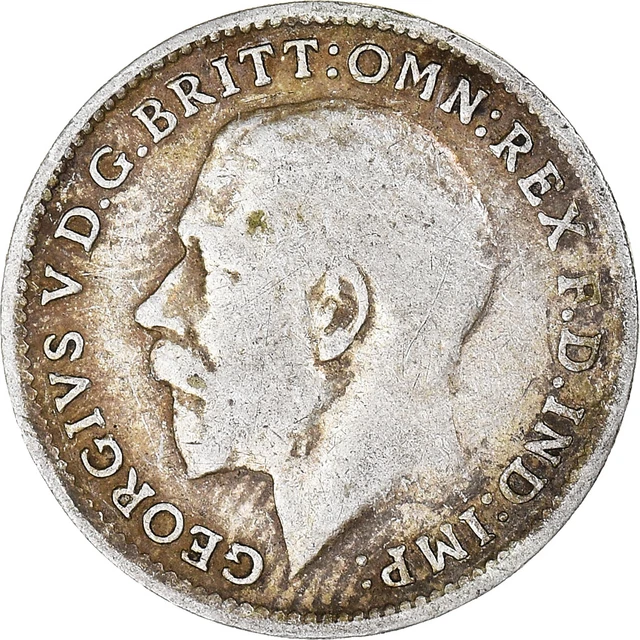 [#974] Coin, Great Britain, George V, 3 Pence, 1916, EF(40-45), Silver, KM:813