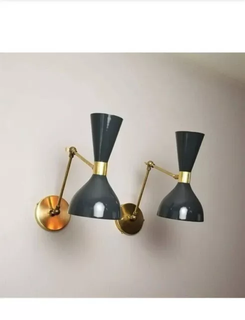 Pair Of Brass Wall Sconce Light 1950s Style Diablo Customized Color Wall Lamp