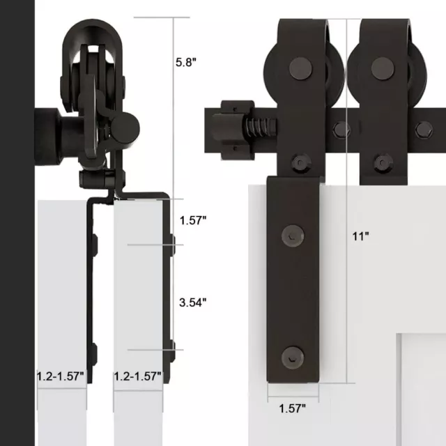 4-20FT Upgraded Bypass Sliding Barn Door Hardware Kit for Double Wooden Doors